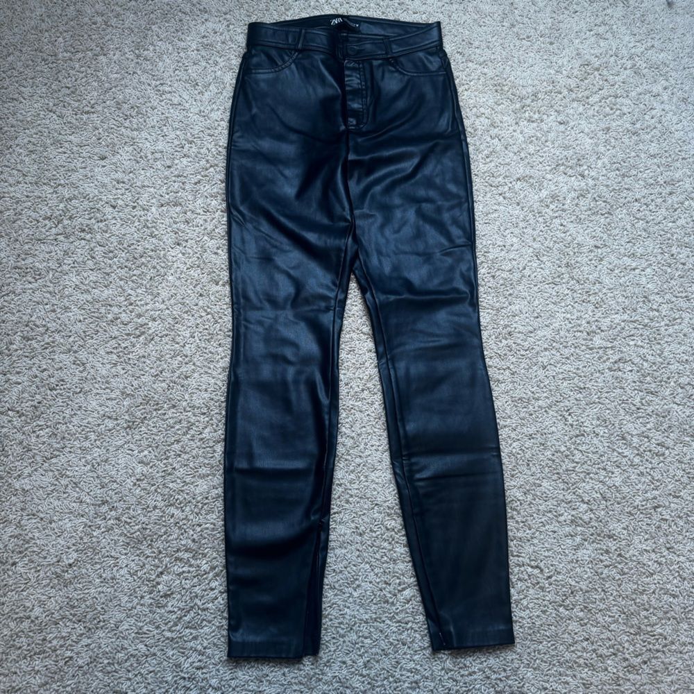 Zara Faux Leather Skinny Jeans Black Size 26 / Small